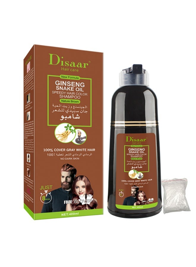 Disar Shampoo, Natural Brown Hair Dye with Argan Oil, 400ml